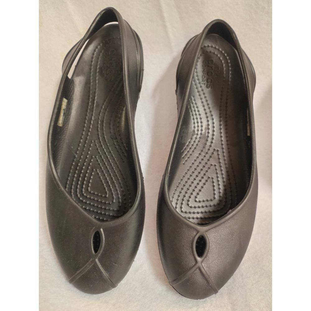 Crocs Sienna Ballet Flats Black Slip On Shoes Womens Size 8 Pointed Toe 202811